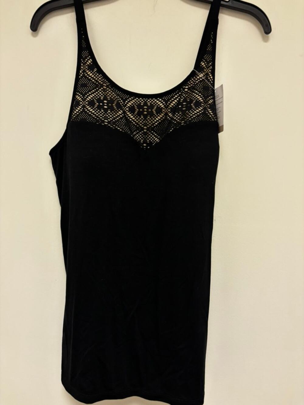Amoena Summer Top 44924 Black M Mastectomy Pocketed Camisole Built-In Bra NWT
